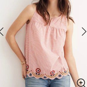 Madewell Embroidered Gingham Tank Top - M